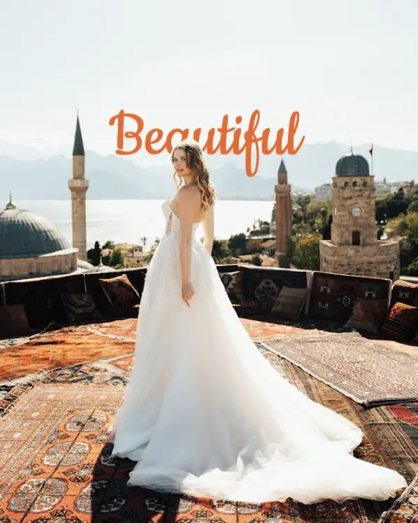 Bride in Elegant Dress on Turkish Rooftop - Photo by BiKare Antalya